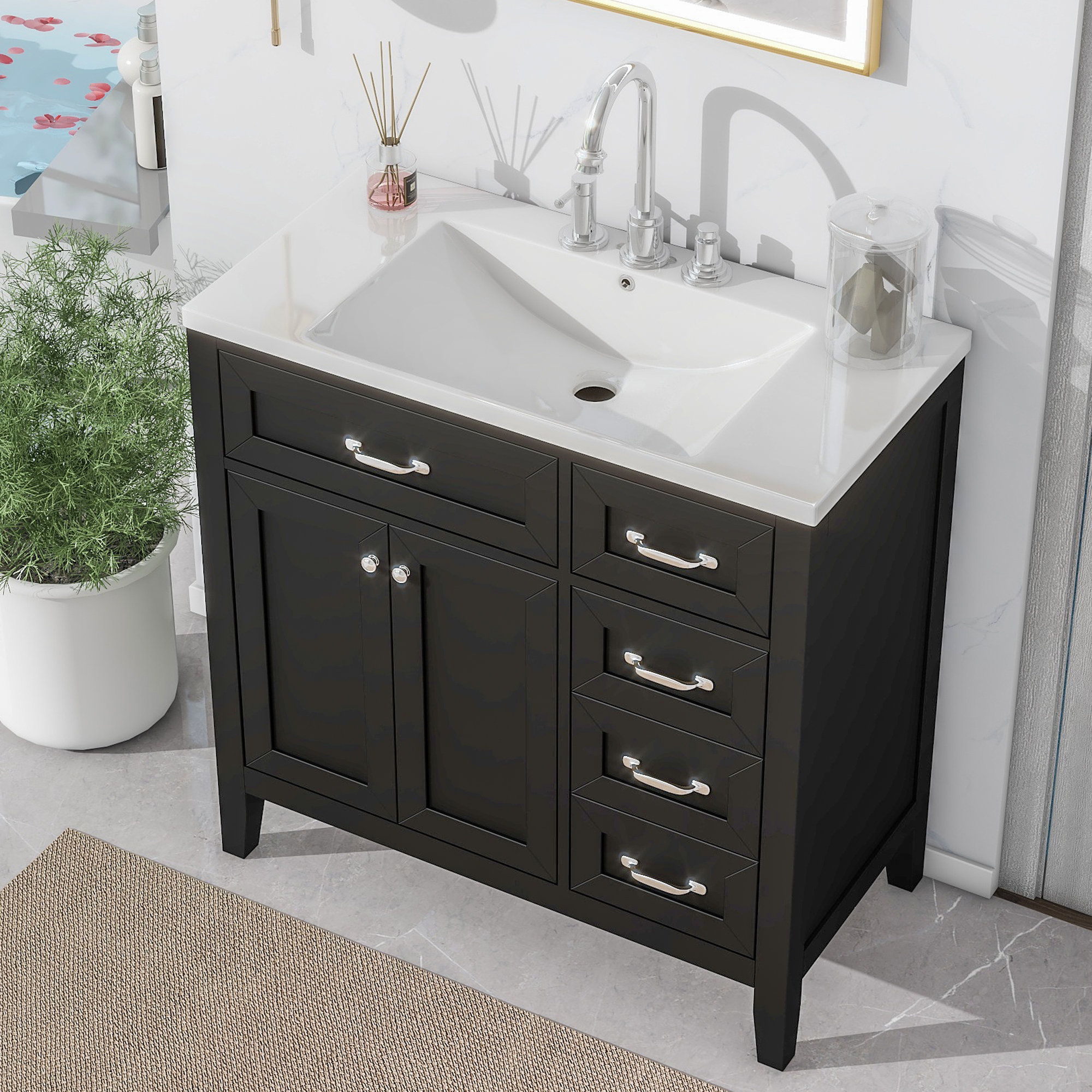 Wildon Home® Donterio 36" Bathroom Vanity with Ceramic Sink , Bathroom ...